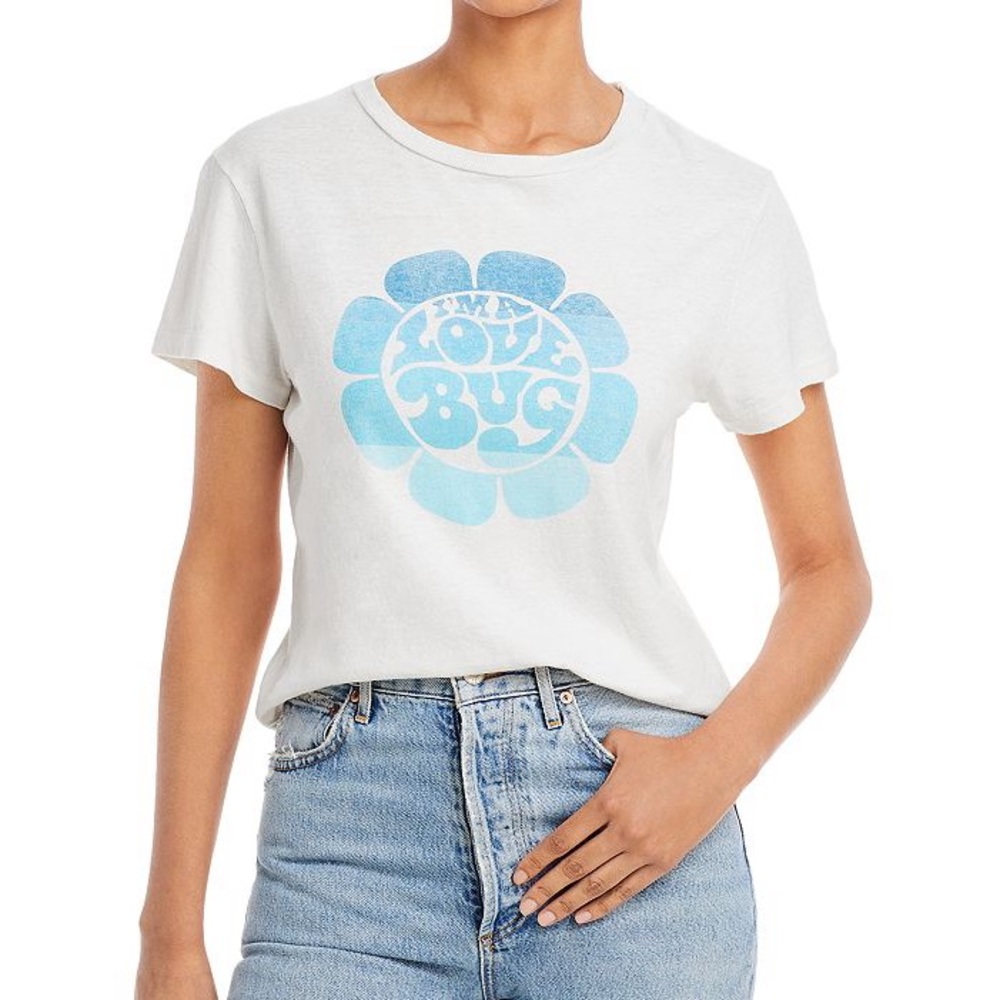 RE/DONE - White and Blue I'm A Lovebug Graphic Tee Size Large NWOT